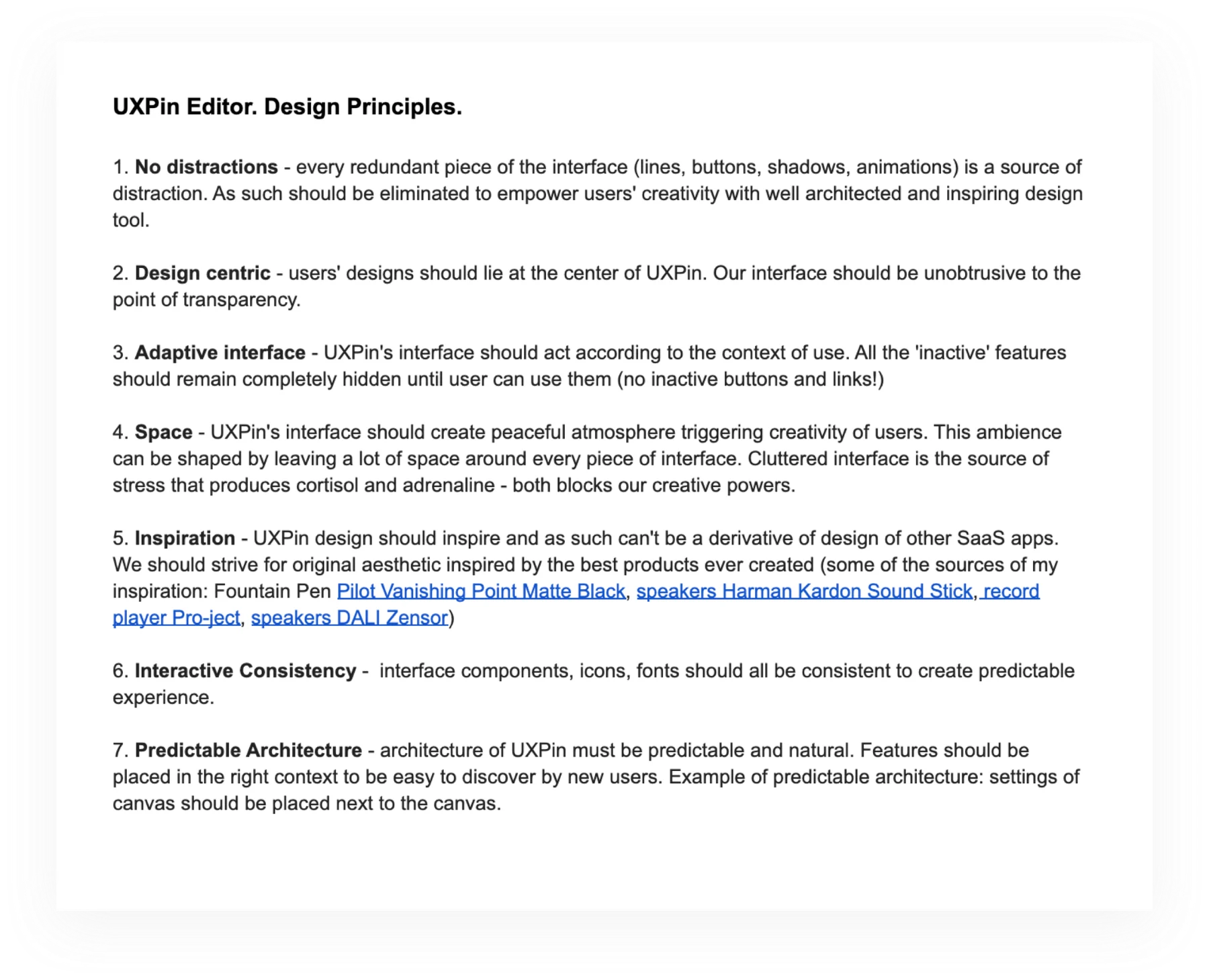 From the archive — the design principles I defined with the team.
